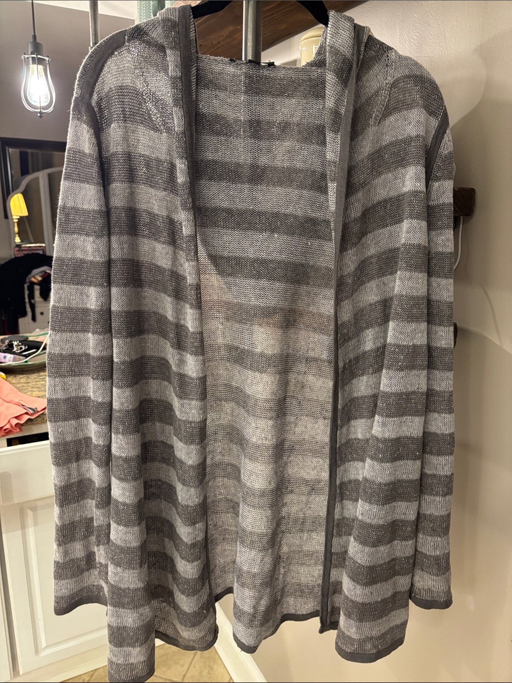 Eileen Fisher 100% Organic Linen Hooded Striped Cardigan Size XS
